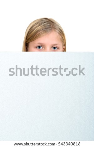 Cute blonde girl holding a blank sign