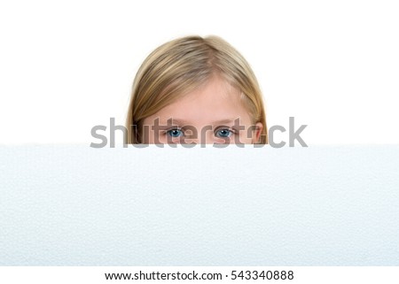 Cute blonde girl holding a blank sign