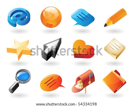 High detailed realistic vector icons for conversation and website interface
