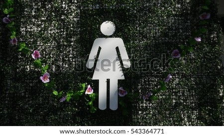 woman symbol in front of toilet.