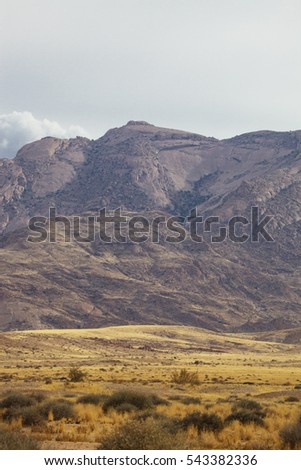 view from the road to African red mountains, Namibia, South Africa