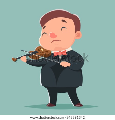 Violin Music Artist Concept Character Icon Cartoon Design Template Vector Illustration
