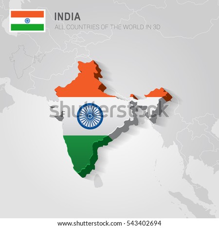 India and neighboring countries. Asia administrative map.
