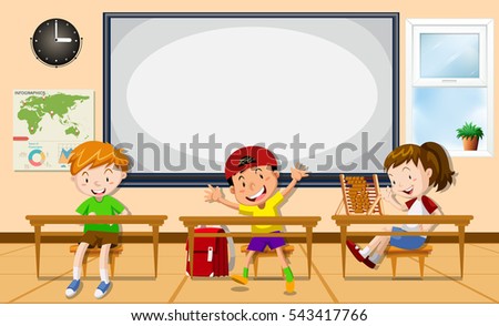 Kids learning in the classroom illustration
