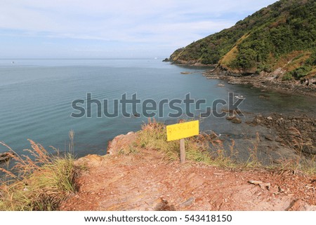 Danger sign at View Point in Ko Lanta is Island - Krabi, Thailand