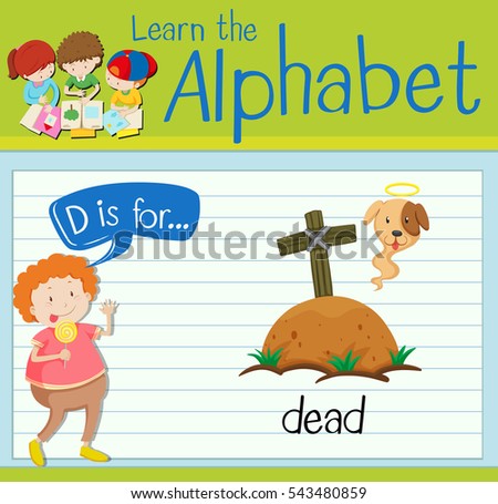 Flashcard letter D is for dead illustration