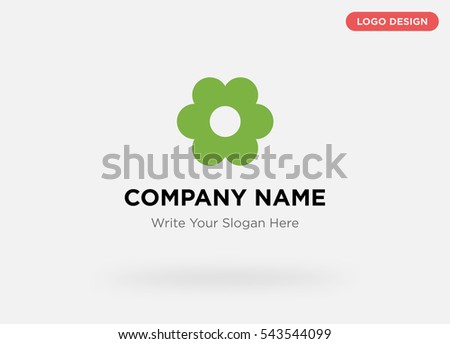 Template of business logo for floral services company with green flower vector on gray background