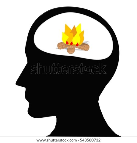 Silhouette of an head with a fireplace in it