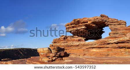 Nature's Window, a natural arch rock formation in Kalbarri National Park, Western Australia.