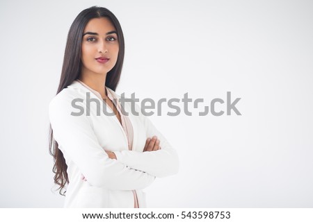 Closeup of Young Gorgeous Indian Business Woman Royalty-Free Stock Photo #543598753