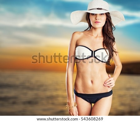Woman on beach.
