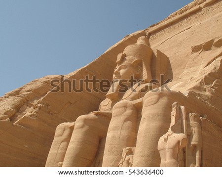 the ancient temple of Abu Simbel, with statues and engravings, Egypt