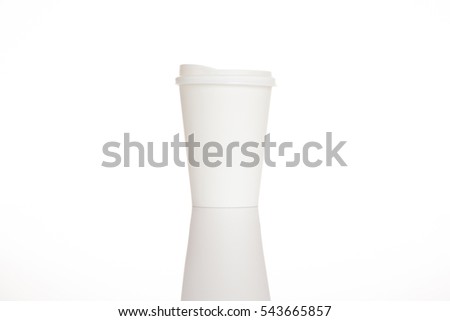 Blank coffee cup on white background. Template for design presentations. Branding Mock-Up.