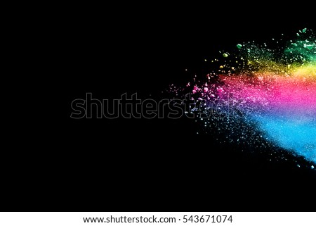 abstract powder splatted background,Freeze motion of color powder exploding/throwing color powder,color glitter texture on black background