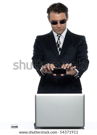 man computer pirate caucasian in studio isolated on white background