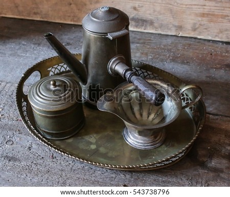 old copper coffee set