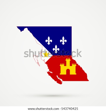 British Columbia map in Acadiana flag colors.