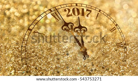 New year clock counting down and sparkler Royalty-Free Stock Photo #543753271