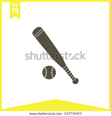 Baseball bat and ball vector icon.