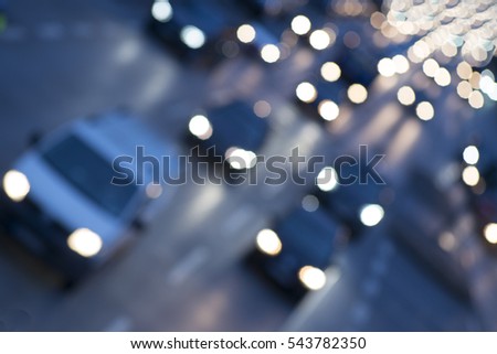 Traffic, blurry headlights
