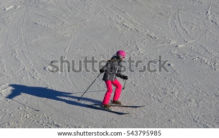 Skiing in the mountains