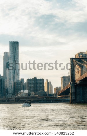 Uptown Manhattan skyline New York. Splittoned vivid image.