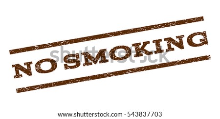 No Smoking watermark stamp. Text tag between parallel lines with grunge design style. Rubber seal stamp with dust texture. Vector brown color ink imprint on a white background.