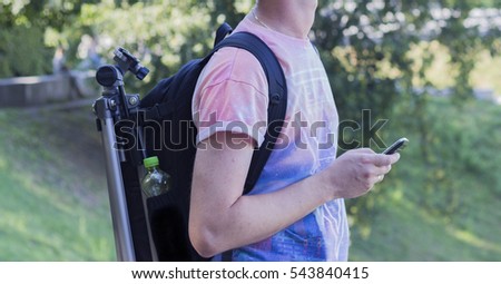 traveler with smartphone