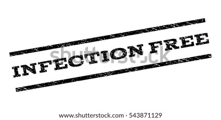 Infection Free watermark stamp. Text tag between parallel lines with grunge design style. Rubber seal stamp with unclean texture. Vector black color ink imprint on a white background.