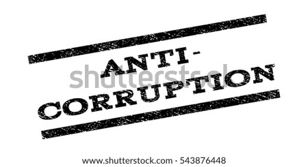 Anti-Corruption watermark stamp. Text tag between parallel lines with grunge design style. Rubber seal stamp with scratched texture. Vector black color ink imprint on a white background.