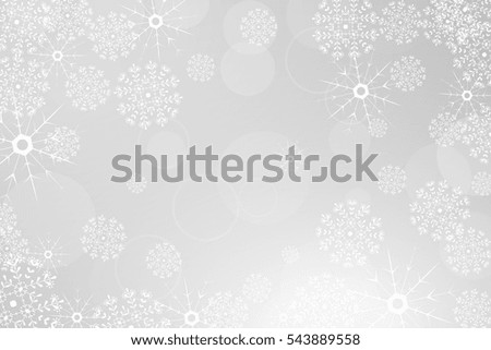 Vector winter abstract light gray background with radiance, snowfall and snowflakes.