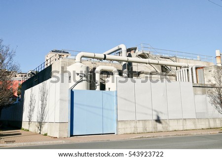Water purification plant in the town. 