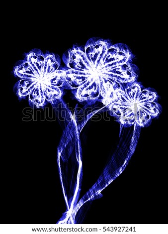 floral style smoke blue line ornament background, flower abstract