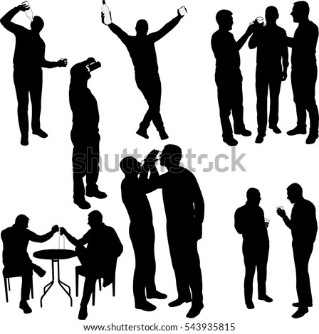 men drinking silhouettes - vector