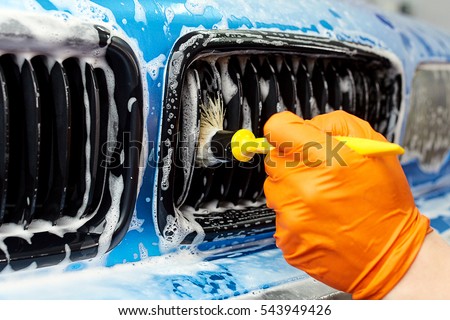 Detailed vehicle cleaning to washing Royalty-Free Stock Photo #543949426