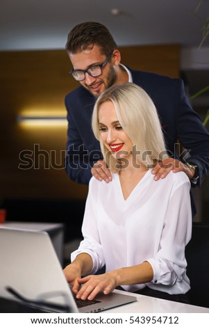 flirting secretary with a guy in the office