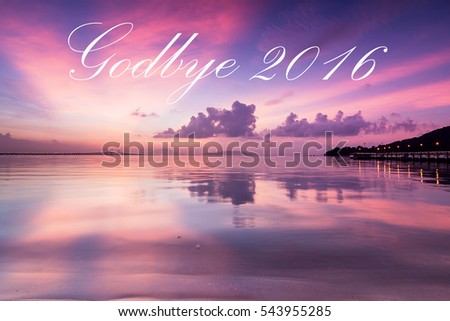 Beautiful blur landscape background with word " Goodbye 2016 "