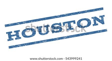 Houston watermark stamp. Text tag between parallel lines with grunge design style. Rubber seal stamp with scratched texture. Vector cobalt blue color ink imprint on a white background.