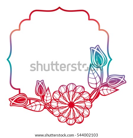 Beautiful floral label with gradient fill. Color silhouette frame for advertisements, wedding and other invitations or greeting cards. Raster clip art.