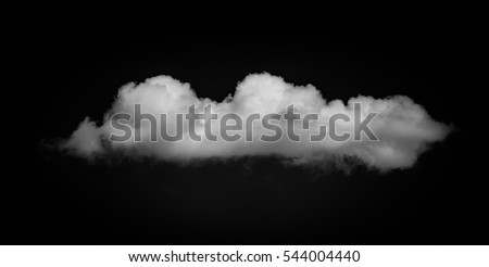 Single white cloud isolated on black background and texture. Brush cloud black background. Royalty-Free Stock Photo #544004440