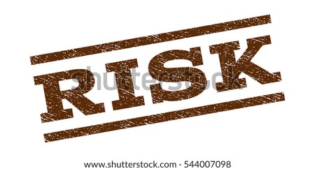 Risk watermark stamp. Text caption between parallel lines with grunge design style. Rubber seal stamp with scratched texture. Vector brown color ink imprint on a white background.