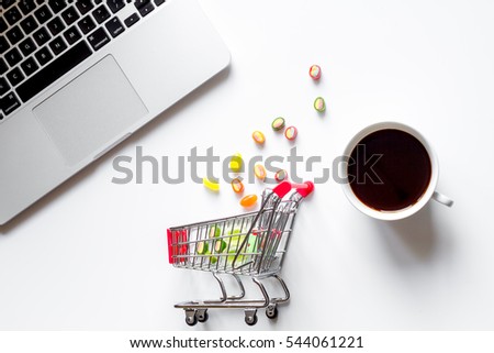 concept online shopping with laptop on white background mock up