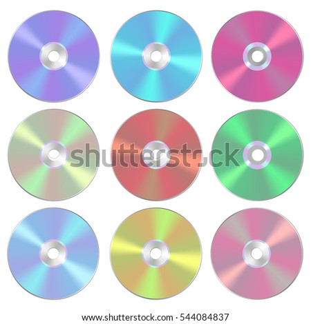 Set CD or DVD illustrations. Compact discs in a realistic style.