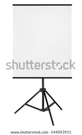 Blank Roll Up Expo Banner Stand on Tripod isolated on white background. 