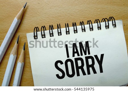 I Am Sorry text written on a notebook with pencils