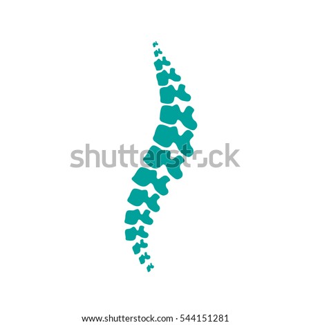 Vector  human spine isolated silhouette illustration. Spine pain medical center, clinic, institute, rehabilitation, diagnostic, surgery logo element. Spinal icon symbol design. Concept of scoliosis Royalty-Free Stock Photo #544151281