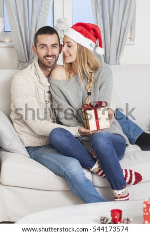 Couple with Christmas present