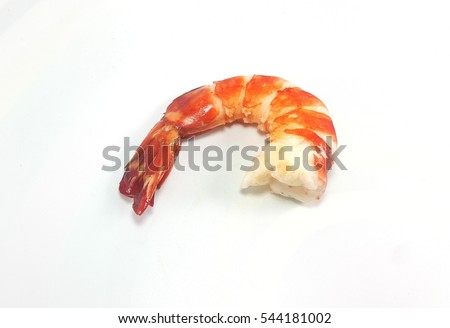 Cooked tiger prawn isolated on white background