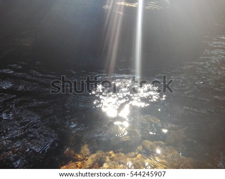 Reflection of Sun in a water stream 