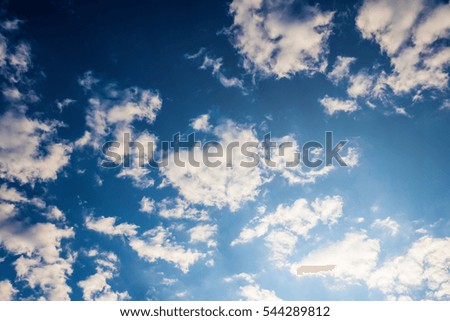 The cloud picture in the early morning or evening for seeing dark and light sky with flare. 